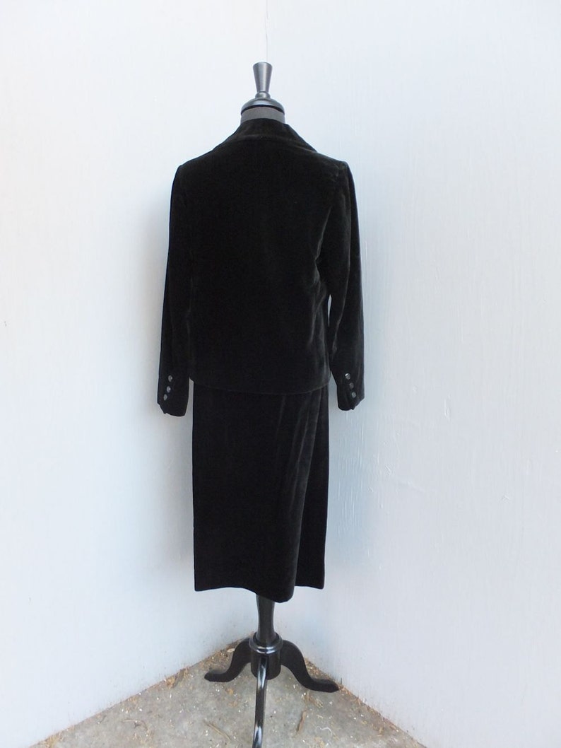 Vintage Suit, Ladies Two Piece Black Velvet Suit, Hand or Custom Made Business Suit, Maria Pinazrrone image 3