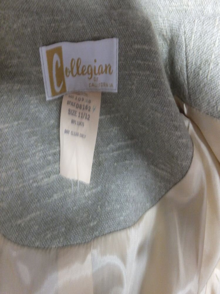 1980s Suit, Collegian of California, Light Olive Green 2 Pc