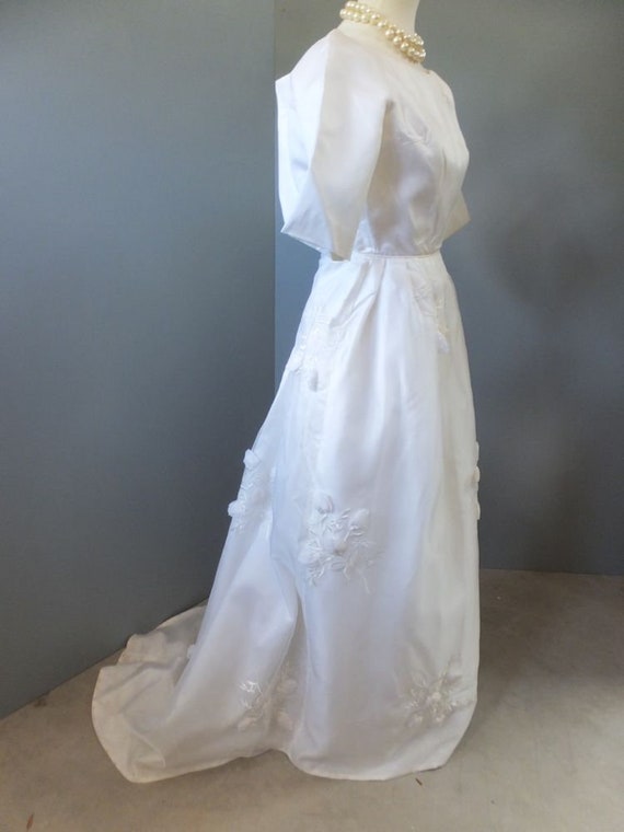Vintage Bridal Gown, 1960s White Chiffon Wedding G