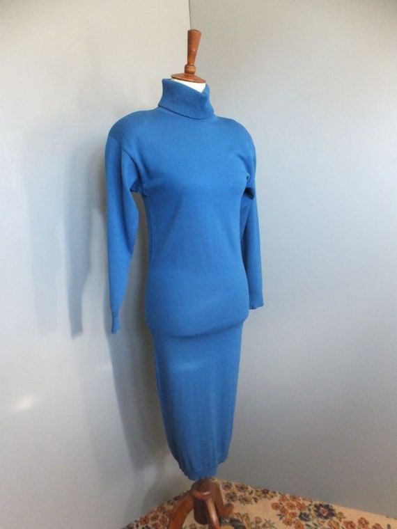 Vintage 1980s Sweater Dress, Royal Blue Paul Stanl