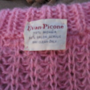 Vintage Sweater, RARE 1950s/60s Evan Picone Mohair Sweater, Pullover, Pink Mohair Sweater, Medium/Large image 5