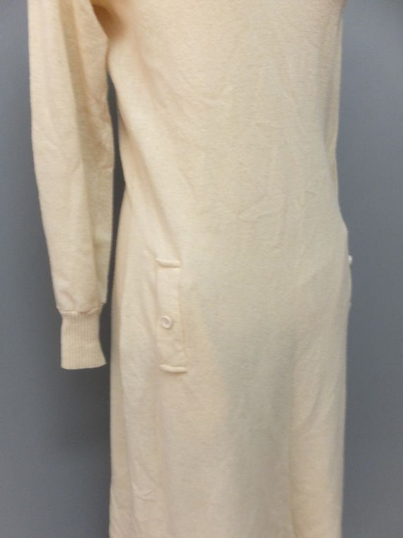 Vintage 70s/80s Sweater Dress Ivory or Off White,… - image 8