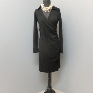 Vintage Diane Von Furstenberg Wrap Look Dress, Black Figure Hugging V Neck  Wool Dresssize XS, LBD Little Black Dress