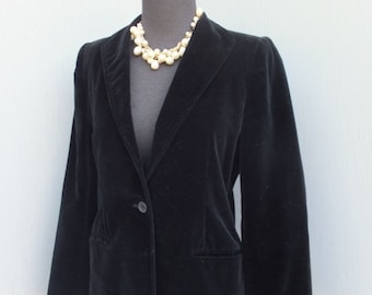 Vintage 1970s BLACK Betty Hanson Petite Velour Jacket or Blazer, After Six Dinner Jacket, Petites size 8