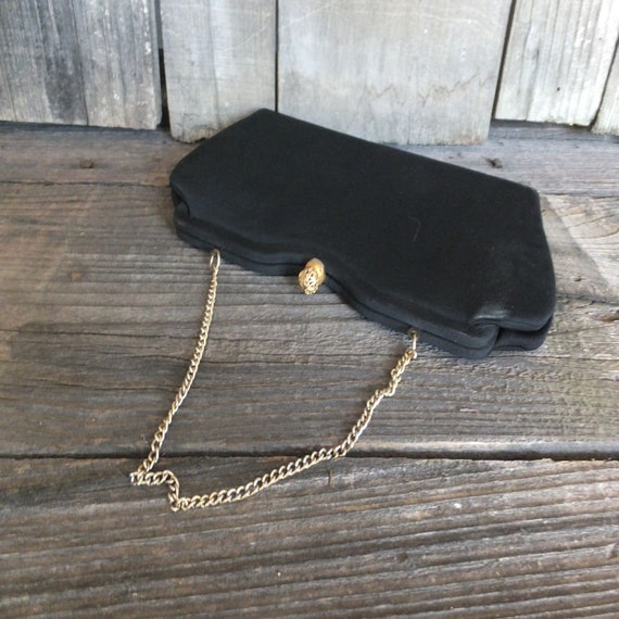 Vintage Black Evening Bag, Unique Shape, Fabric E… - image 7