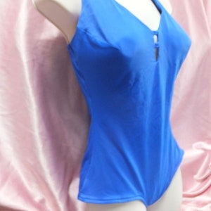 Maxine of Hollywood Swimwear, 90s Does 50s BLUE One Piece Swimsuit OR Bathing Suit size 12 image 5