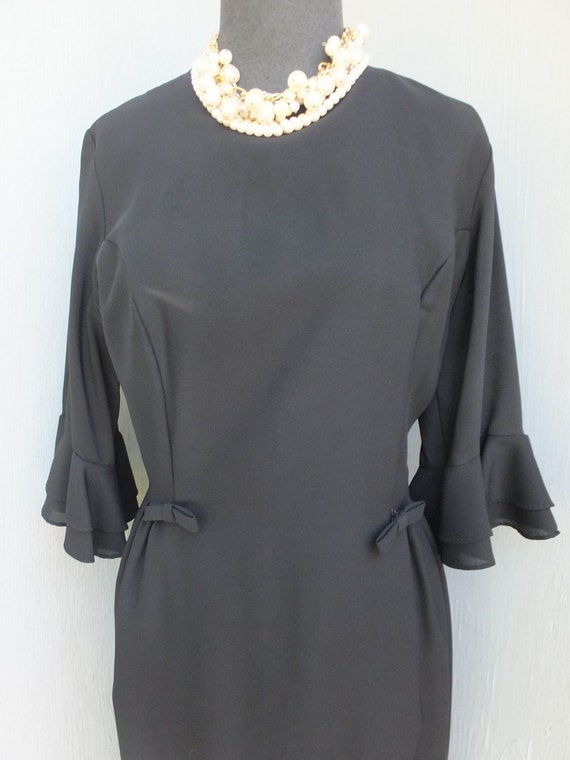 Vintage 1950s/60s Dress, Black Wiggle Dress, Litt… - image 3