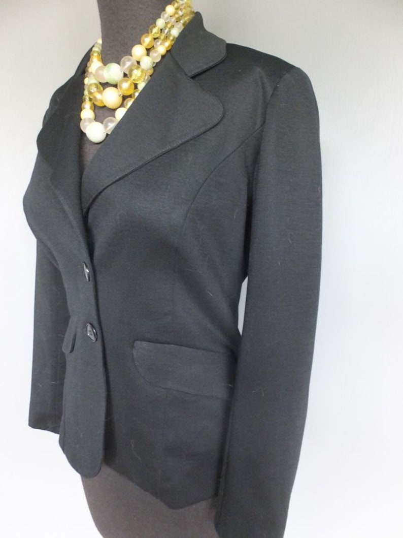 Vintage Jacket, 1970s Frank Lee of California, Black Jacket, Polyester, Sportswear/Suit Jacket, Medium or 9/10 image 5