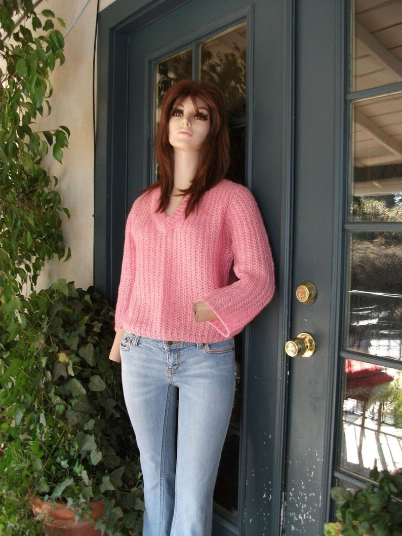 Vintage Sweater, RARE 1950s/60s Evan Picone Mohair Sweater, Pullover, Pink Mohair Sweater, Medium/Large image 2