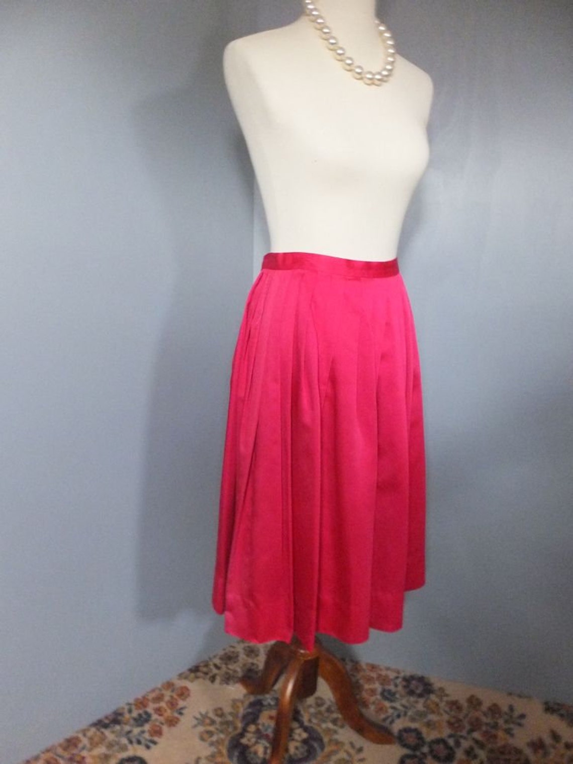 Vintage 1950s Circle Skirt, Full Skirt, Red, Rockabilly, Formal Fabric ...