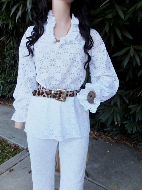 white lace pantsuit