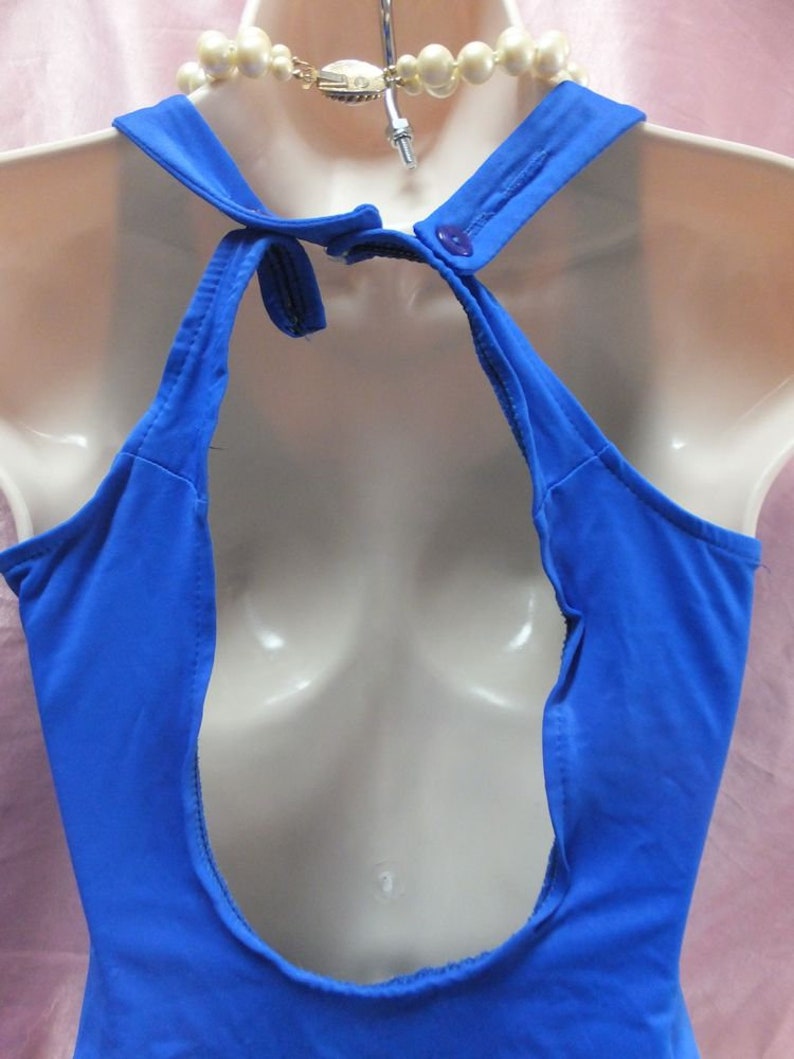 Maxine of Hollywood Swimwear, 90s Does 50s BLUE One Piece Swimsuit OR Bathing Suit size 12 image 7