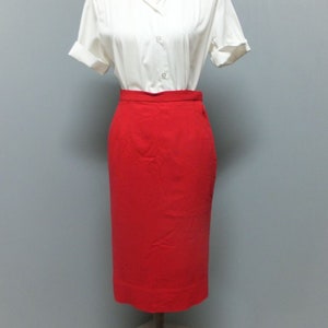 Vintage 1950s/60s RED Below the Knee Pencil Skirt, Wool Pencil, Wiggle, Bombshell, Wool, Pin Up, AFLCIO, Audrey Hepburn, Sexy Skirt