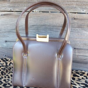 Vintage Handbag, Theodor, Brown Vinyl, Ladies Purse, Granny Bag, Retro, Top Handle
