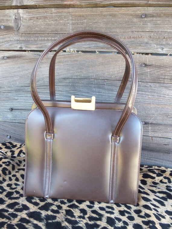 Vintage Handbag, Theodor, Brown Vinyl, Ladies Purs