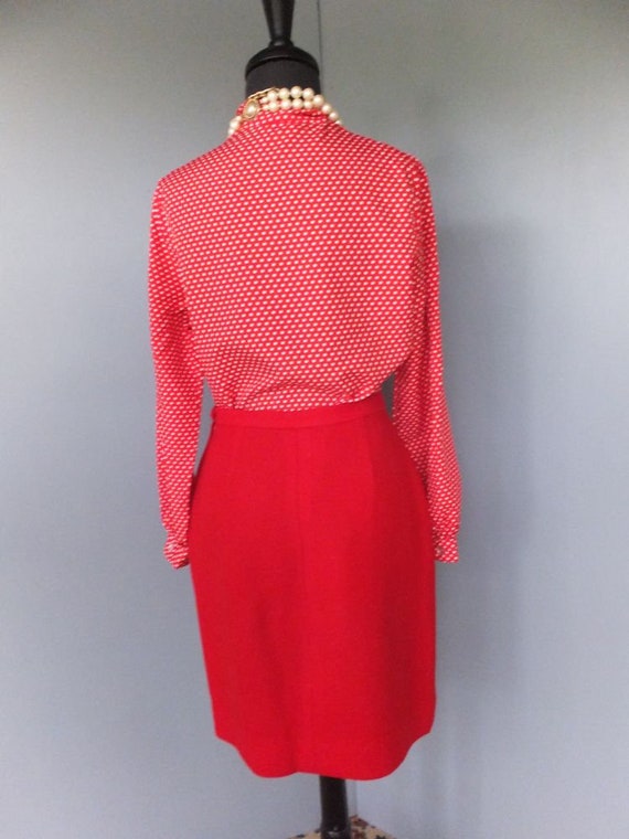 Vintage 60s Pencil Skirt, Red Wool Pendleton Skir… - image 3