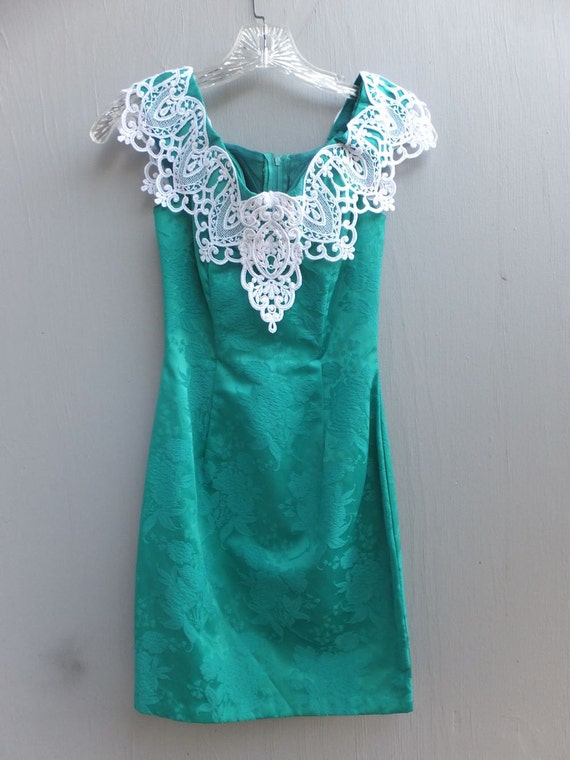 1980s/90s Dress, Jessica Mcclintock, Emerald Gree… - image 1