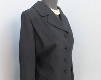 Vintage 1950s Jacket, Black Wool, 1940s/50s Wilshire Classic California Jacket