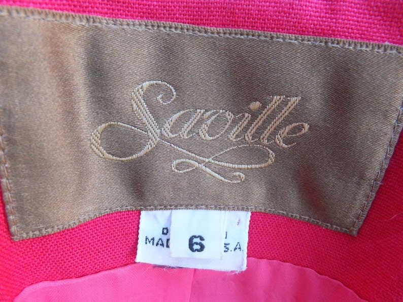 Vintage 1980s Jacket, Saville, Hot Pink Jacket, Linen and Rayon, Career Jacket, size 6 image 5