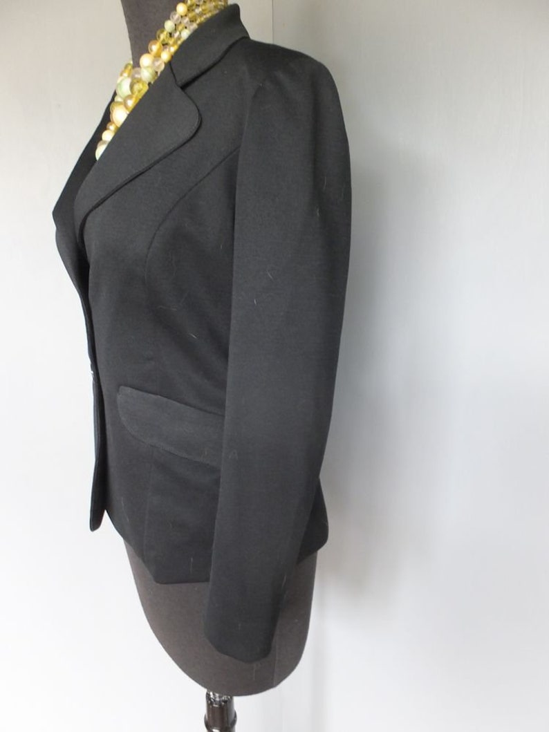 Vintage Jacket, 1970s Frank Lee of California, Black Jacket, Polyester, Sportswear/Suit Jacket, Medium or 9/10 image 3