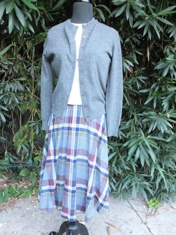 Vintage 1980s Pleated Wool Skirt, Pleasures Calif… - image 1