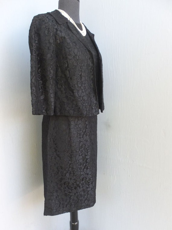Vintage Black Lace Suit, Three Piece Set, Black L… - image 2