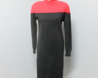 1980s Sweater Dress, Saks Fifth Avenue Red & Black Figure Hugging  Silhouette, Winter Fashion, Medium - Etsy