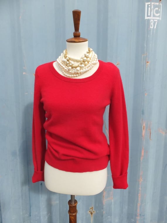 Vintage 1980s/90s Red Cashmere Sweater size M  Hol