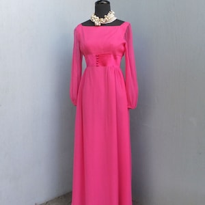 1960s Lorie Deb, Pink Chiffon Prom, Party, Bridesmaid, Prom, Formal, Hostess, Maxi