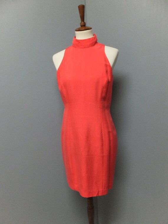 moda international silk dress 1990s Moda International, Victorias Secret Catalog, Orange Silk Sleeveless  Dress, Size 8, Medium