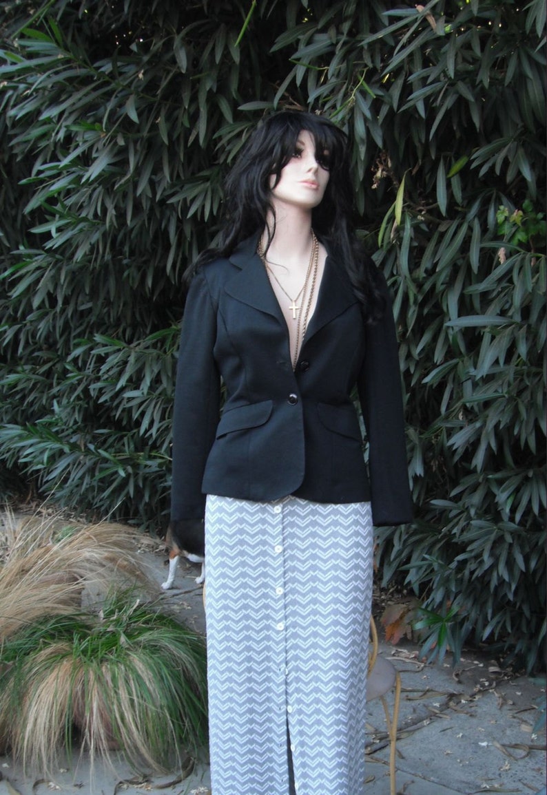 Vintage Jacket, 1970s Frank Lee of California, Black Jacket, Polyester, Sportswear/Suit Jacket, Medium or 9/10 image 4