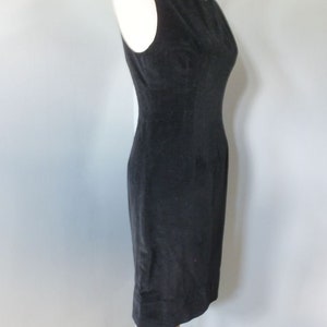 Vintage 1960s Dress, Inky Black Velour Wiggle Dress, After Six, Sophisticated Dinner or Cocktail Party, Sleeveless, LBD, 34 Bust