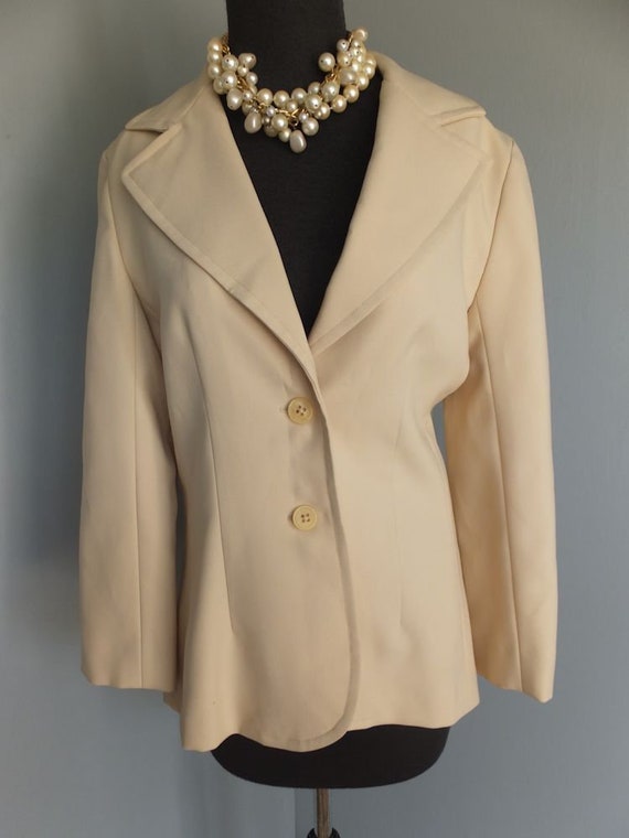 Vintage 70s Jacket, Creamy White or Ivory, Polyes… - image 6