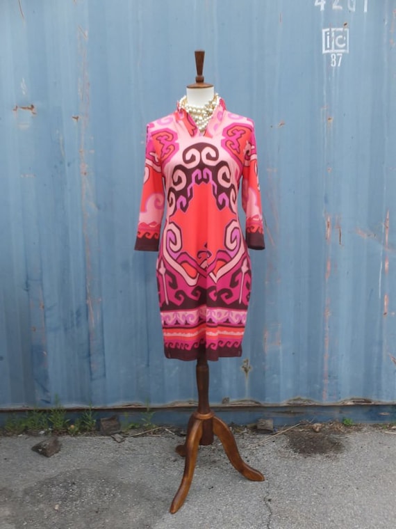 Emilio Pucci Vintage Logo Graphic Print Dress EU Size 42
