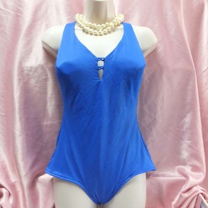 Maxine of Hollywood Swimwear, 90s Does 50s BLUE One Piece Swimsuit OR Bathing Suit size 12 image 2