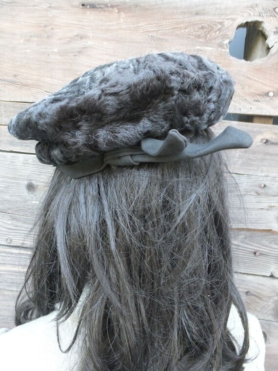 Vintage Beret, Hat, GRAND PALSMAGASIN, Fur Beret,… - image 3