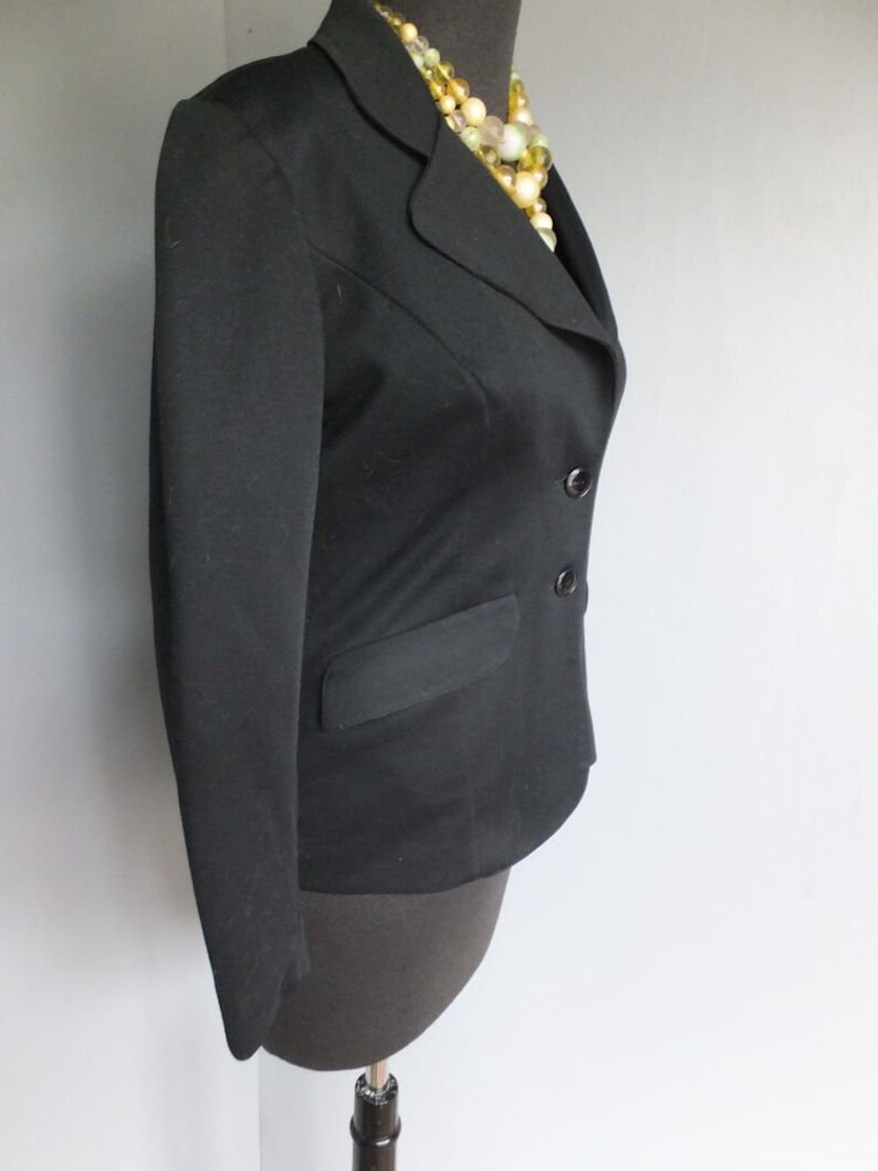 Vintage Jacket, 1970s Frank Lee of California, Black Jacket, Polyester, Sportswear/Suit Jacket, Medium or 9/10 image 2