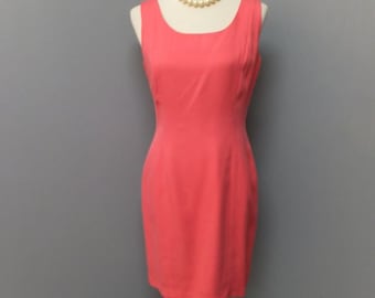 1980s The Limited Orange Silk Dress, Shift or Sheath, Size 8 & 36 Bust
