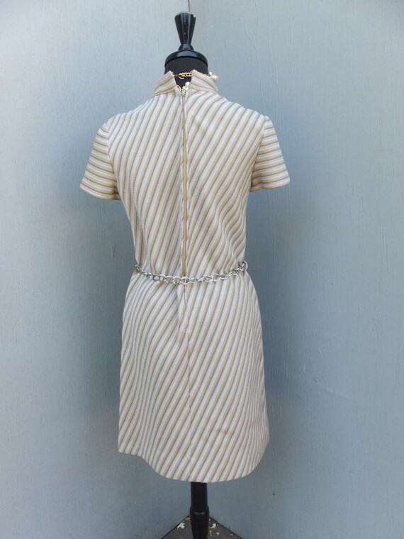 Vintage Dress, 1970s, R & K, Diagonal Stripe A-Li… - image 4