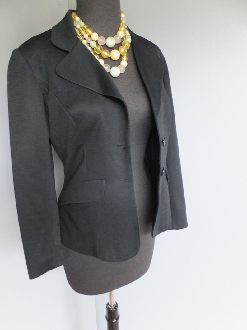 Vintage Jacket, 1970s Frank Lee of California, Black Jacket, Polyester, Sportswear/Suit Jacket, Medium or 9/10 image 6