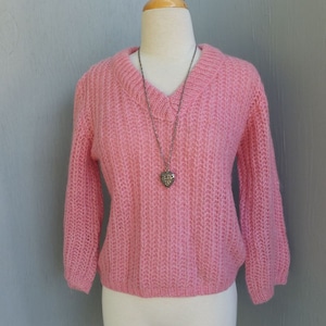 Vintage Sweater, RARE 1950s/60s Evan Picone Mohair Sweater, Pullover, Pink Mohair Sweater, Medium/Large image 1