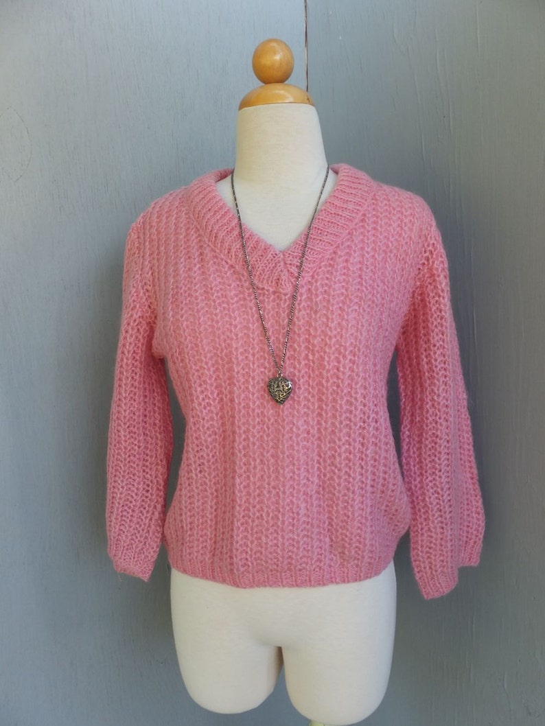 Vintage Sweater, RARE 1950s/60s Evan Picone Mohair Sweater, Pullover, Pink Mohair Sweater, Medium/Large image 1