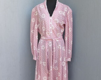 Vintage 1980s Pink Day Dress, F & F, Size 16, Secretary, Career or Academia, Summer Fashion,