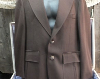 Vintage Hombre 70s Marrón Poliéster Ocio Traje Chaqueta o Abrigo Deportivo talla 40