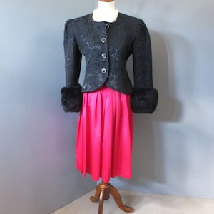 Vintage 1950s Circle Skirt, Full Skirt, Red, Rockabilly, Formal Fabric, After Six, Evening Holiday, 28 Waist