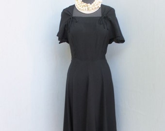 1940s/50s Dress, New Look, Black Swing Style Fit and Flare, LBD, Cocktail or Dinner Dress