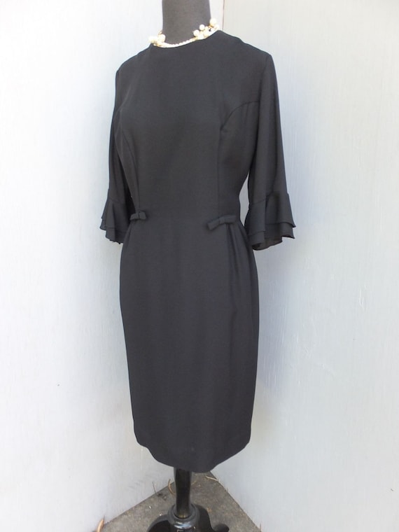 Vintage 1950s/60s Dress, Black Wiggle Dress, Litt… - image 2