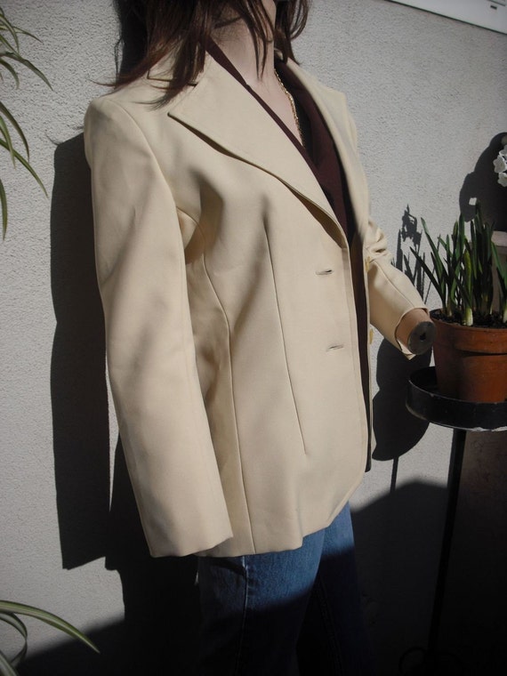 Vintage 70s Jacket, Creamy White or Ivory, Polyes… - image 4