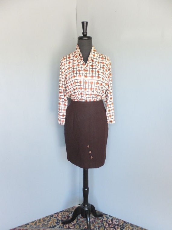 Vintage Wiggle Skirt, 1950s/60s, Brown Wool Pencil Skirt, Cigarette Skirt, Pin Up Skirt, Career Skirt waist 26