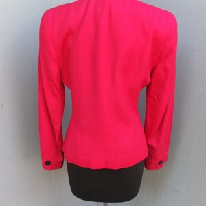 Vintage 1980s Jacket, Saville, Hot Pink Jacket, Linen and Rayon, Career Jacket, size 6 image 4